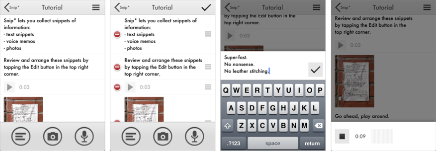 Snip* App Store screenshots from 2012