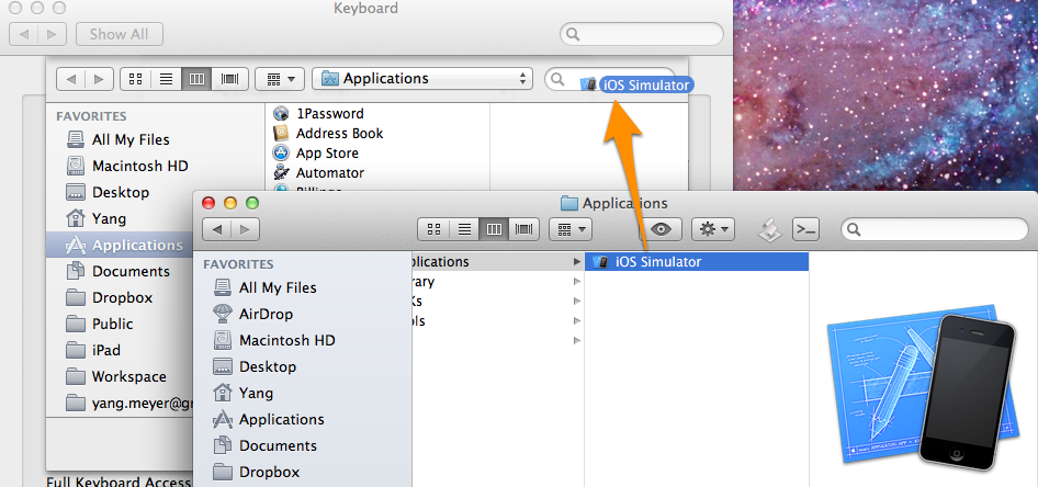 Dragging iOS Simulator app into the file dialog